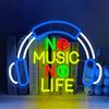 UExnkj-Y Luce al Neon Auricolare,No Music No Life al Neon Music Neon Cuffia Segni al Neon per la Decorazione Della Parete