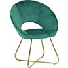 Totò Piccinni Poltrona SATURNO di Design in Velluto con piedini in Metallo (Verde)