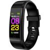 SMART-J Smartwatch Uomo Donna,Orologio Fitness Cardiofrequenzimetro/SpO2/Sonno/Contapassi, Notifiche Smart Watch Activity Tracker per iOS Android con Bluetooth 4.0 Batteria 90mha (Nero)