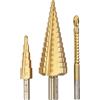 kwb 525890 Punta a gradini, set di 3 pezzi con fresa, 1 x 4-12 mm e 4-30 mm, superficie nitrurata al titanio
