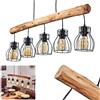 hofstein Lampada a sospensione Gondo, lampada a sospensione in metallo/legno in nero/marrone, 5 luci, 5 x E27, lampada a sospensione moderna, senza lampadina/e