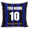 MOCHEIA SHOP Cuscino Calcio idea regalo Tifoso Interista Personalizzato con Nome e Numero realizzato in ottimo poliestere misura 40x40 centimetri con chiusura Lampo