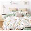 SLEEPBELLA Set copripiumino in cotone 600 fili (pieno, bianco e verde floreale)