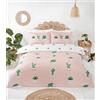 Rapport Home Set di biancheria da letto singolo in microfibra rosa pastello, reversibile, con stampa di cactus