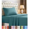 Utopia Bedding Set di lenzuola per letto singolo, in microfibra spazzolata, resistente al restringimento e allo sbiadimento, facile da pulire (matrimoniale, blu denim), 3 pezzi