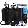 XSGDMN Bombola Portatile, Alluminio 1L Mini Bombola di Ossigeno da 15 a 20 min Respiratore Subacqueo Bombola Bombola da Sub Polmone Kit Attrezzatura da Sub (con adattatore Scuba, pompa) set completo,Nero