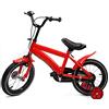 SOLOCJNL Bicicletta per bambini, 14 pollici, per ragazzi e ragazze, bicicletta sicura con ruote di supporto e doppio sistema di frenatura anteriore, 43 cm su altezza 49 cm regolabile