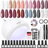 SPTHTHHPY 15 Pezzi Smalto Semipermanente per unghie Kit in 12 Coloris Gel 48W LED Lampada UV Nail Dryer Base Top coat Semi Permanenti Gel Polish Nail Art Set Manicure Completo