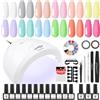 SPTHTHHPY 15 Pezzi Smalto Semipermanente per unghie Kit in 12 Coloris Gel 48W LED Lampada UV Nail Dryer Base Top coat Semi Permanenti Gel Polish Nail Art Set Manicure Completo