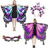 plainshe Set di 3 mantelli a farfalla con stampa su entrambi i lati, ali delle fate per adulti, costumi di Halloween da donna, con motivo a farfalla, Doppio lato 7, 22