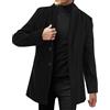 Darringls Cappotto caldo da uomo in lana con colletto alto, cappotto invernale, giacca corta, giacca invernale, per il tempo libero, antivento, per esterni, con colletto a taccha, trench monopetto, 02 nero, M