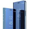 COTDINFOR Galaxy A9 (2018) Custodia Placcatura Specchio Clear View Standing Cover Slim Mirror Flip Portafoglio Antiurto Case con Funzione Stand per Samsung Galaxy A9 (2018) Mirror PU Blue MX.