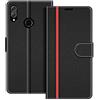 COODIO Custodia per Honor View 10 Lite, Custodia in Pelle Honor View 10 Lite, Cover a Libro Honor View 10 Lite Magnetica Portafoglio per Honor View 10 Lite Cover, Nero/Rosso