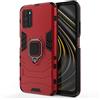 CHcase per Xiaomi Poco M3 Custodia, Custodia Armor Anello Cavalletto (Funziona con Il Supporto Magnetico per Auto) Case Paraurti Case Cover per Xiaomi Poco M3 -Red