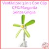 CFG Ventilatore Clip Ventola con 5 Pale in Gomma Morbide da Tavolo Ufficio Margarita
