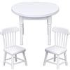 LAANCOO Tavolo e sedie di casa delle bambole, set di mobili da pranzo in legno in legno fai -da -te set di mobili carini bambole per la sala da pranzo decorazione della scena, bianca, bianco