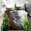 Morbuy Set di Biancheria da Letto di Animale Stampa, 3D Set Copripiumino Matrimoniale Singolo King in Microfibra con Federa e Copripiumini a Cerniera (Koala Addormentato,140x200cm)