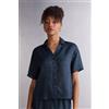 Intimissimi Camicia Manica Corta In Tela Di Lino The Pure Linen Blu