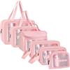Aucuu Borse Da Toilette Trasparente, 6 Pezzi Beauty Case Trasparente, PVC Trousse da Viaggio Impermeabile, Borsa Cosmetici da Viaggio, Cosmetici Trucco Portatile per Bagno, Piscina, Aereo
