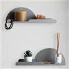 MILUKA Set 2 Mensole da Muro Design con Appendiabiti 35 cm Grigio | Appendini da Muro con Ganci | Picola Mensola per Chiavi e Oggetti | Ripiani da Bagno, Cucina, Corridorio