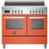 Ⓜ️🔵🔵🔵 BERTAZZONI PRO105I2EART - Piano cottura a Induzione, Serie Professional, Arancione, Doppio forno, 100 cm, 5 zone a induzione, 2 zone flex