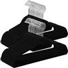 SONGMICS Grucce Appendiabiti in Velluto 50 Pezzi, Antiscivolo, Scanalature su Spalle, Barra per Pantaloni, Gancio Girevole a 360°, Salvaspazio, Spesso 0,6 cm, Largo 43 cm, Nero e Argento CRF50B