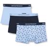 Emporio Armani Cotton Pure Cotton 3-Pack Trunk, Boxer Uomo, Multicolore (White-Printed Black-Stone), M