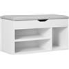 HOMCOM Scarpiera Salvaspazio per Ingresso con Panca Imbottita e Vani Aperti per Organizzazione Ottimale 80x30x43cm Colore Bianco|Aosom