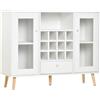 HOMCOM Credenza Moderna da Cucina con Cantinetta Vini 12 Bottiglie, Cassetto e Armadietti in Legno 100x33x80cm Bianco|Aosom