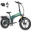 Vitilan I7 Pro 2.0 Bicicletta elettrica pieghevole, ruote grasse da 20*4.0 pollici, motore Bafang da 750W - Verde