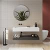DEGHI Top lavabo sx bianco opaco 120 cm con piano da appoggio rovere grigio e specchio - Medina