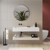 DEGHI Top lavabo sx bianco opaco 120 cm con piano da appoggio rovere bianco e specchio - Medina