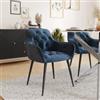 DEGHI Poltrona in velluto trapuntato blu con gambe in metallo nero - Sulis