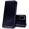 EATCYE Cover per Samsung Galaxy S20 Plus,Custodia In Vera Pelle Flip Stile Pelle Libro Portafoglio in pelle Ultra sottile Con Magnetic Closure Paraurti - Nero