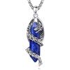 EUDORA Harmony Ball Collana con ciondolo drago lapislazzuli per donna uomo, prisma esagonale lapislazzuli pietra curativa amuleto energetico gioielli drago regalo per moglie marito, 20+2