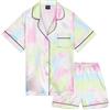 CityComfort Pigiama Bambina Corto Pigiami Estivi Ragazza Set Pigiami Raso 2 Pezzi Camicia con Bottoni Abbigliamento da Casa Traspirante Idea Regalo (9-10 Anni, Viola)