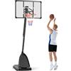 SPORTNOW Canestro Basket in Acciaio, Regolabile in Altezza e portatile con Tabellone e Ruote, 107x70cm, Nero e rosso|Aosom