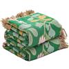Wotcsil Plaid Coperta Boho Floreale in Cotone per Divano Letto Blanket Boho Coperta Reversibile Bohemien Copridivano Copriletto Poltrona Divano, Verde Rosa con Nappe, 200x230cm