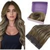 Fshine Extension Filo Invisibile Hair 30CM 70g Extension Capelli Filo Balayage Colore 3 Castano Scuro Con 8 Castano Medio e 22 Bionda Media Hair Lisci Capelli Brasiliani