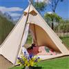 Latourreg Tenda a piramide in tela da esterno 3 stagioni Tenda da campeggio Tipi Tenda da tenda indiana grande per adulti per 1~2 persone