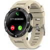 Bebinca GT3 Smartwatch Uomo Sportivo 1.3 Effettua e ricevi chiamate in vivavoce Bluetooth Microfono, Ascolta musica Altoparlante 128 MB, Fitness Tracker 5ATM Impermeabile IOS/Android (Beige)