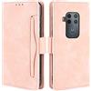 HualuBro Cover per Motorola One Zoom, Flip Cover a Libro in Premium PU Pelle Magnetica Antiurto Case Portafoglio Custodia per Motorola Moto One Zoom Cover - Rosa
