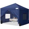 Quictent Gazebo 3x3 con 4 pannelli laterali, gazebo pieghevole con sfiato, impermeabile, stabile e resistente all'inverno, con 4 sacchi di sabbia e borsa a rotelle, blu navy