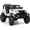 GYMAX 12 V Jeep Elettrica per Bambini, Cavalcabile per 3-7 Anni,con Telecomando, 4 Ruote Antiscivolo, Luci LED，Lettore MP3， E Portata 30 kg, 118x79x74 cm (Bianco)