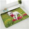 Comart, Tappeto Mio Arredo, Antiscivolo e Lavabile, con Cuccioli di Cane e Gatto, per Cameretta, Soggiorno, Bagno, per Bambini e Pet Lovers, Disegno Simpatico Dalmata con Fiori Rossi, 80x120 cm