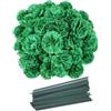 Rikyo Set di 50 teste di garofano in seta artificiale con steli, riempitivi per vasi per decorazioni per la casa, corpetto da polso fatto a mano, teste di petali multipli e steli da 20.3 cm (verde scuro)
