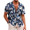 COOFANDY Camicia hawaiana da uomo a maniche corte casual con bottoni e fiori da spiaggia, Nero , M