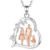 EUDORA Harmony Ball Collana Famiglia per Donna, Ciondolo Cuore Mamma Papà con Figlia in Argento Sterling 925 Regalo per la Festa della Mamma per Mamma Moglie Nonna, 18