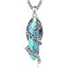 EUDORA Harmony Ball Collana con Ciondolo Drago Turchese per Donna Uomo, Prisma Esagonale Pietra Curativa Turchese Amuleto Energetico Regalo Gioielli, 20+2