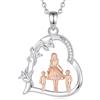 EUDORA Harmony Ball Collana per Madre e Figlio da Donna, Cuore in Argento Sterling 925 con Fiore Mamma con Ciondolo Bambino Gioielli per la Festa della Mamma Regalo del Figlio, 18